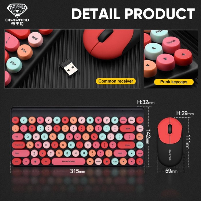 Divipard  Wireless  Keyboard Plus Mouse Combo KM510 Full Colour