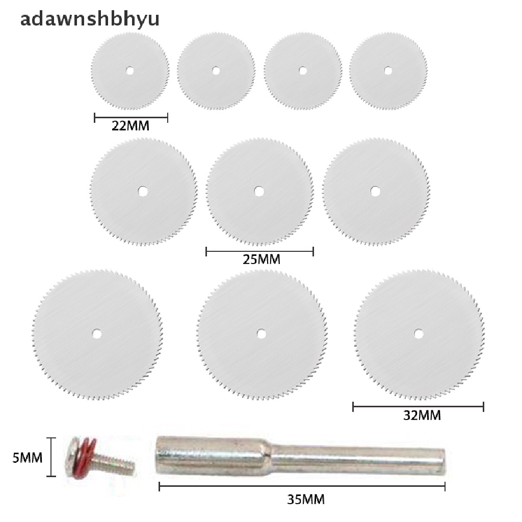 Adawnshbhyu 11PCS Kit Mini Circular Saw Blade Gerinda Listrik Cutoff Mandrel Set