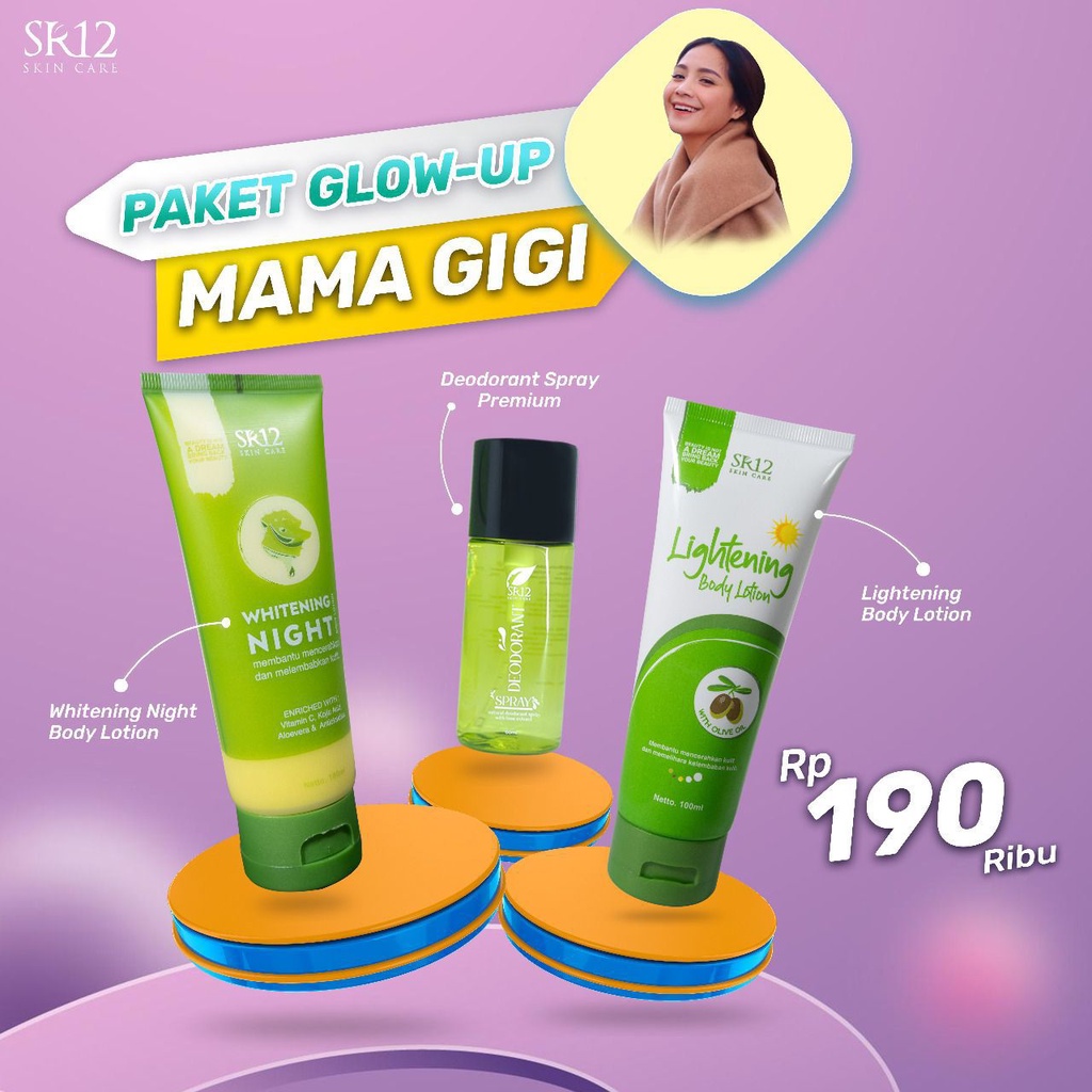 PAKET GLOW UP MAMA GIGI / LOTION MALAM / LOTION SIANG / DEODORANT SPRAY PREMIUM BPOM / Paket glow up original / berkualitas / termurah / bagus / saudagarsr12