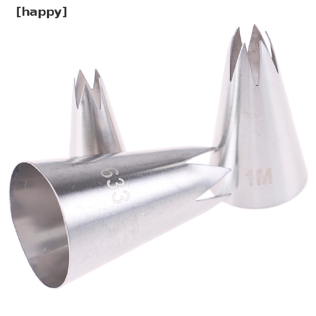 3pcs Spuit Piping Bahan Stainless Steel Gaya Rusia Untuk Dekorasi Pastry