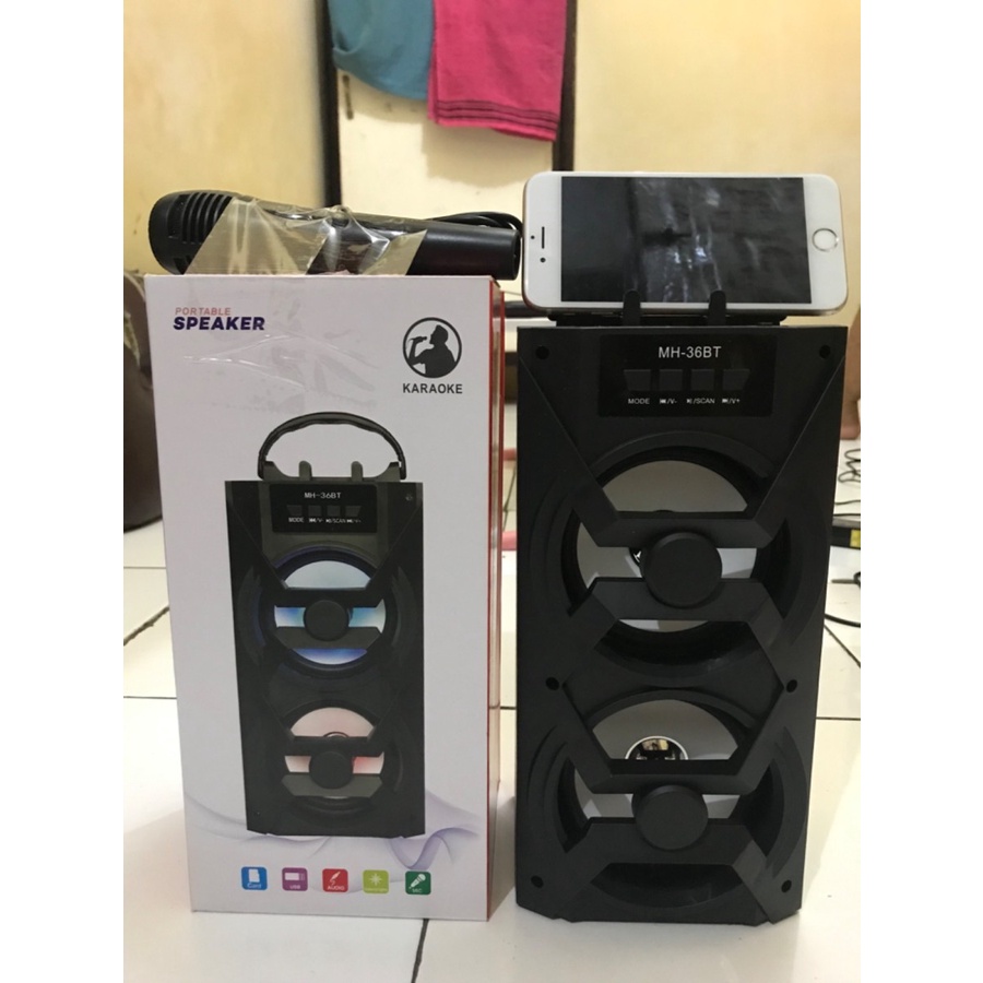 COD SPEAKER BLUETOOTH PROTABLE 2 TINGKAT MH-36BT PLUS MIC KARAOKE X-BASS / SPEAKER SALON AKTIF MH-36BT / SPEAKER KARAOKE X-BASS MH-36BT