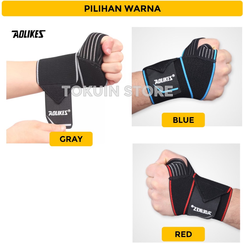 Aolikes Wrist Support Band Wrap Strap Gym Deker Pergelangan Tangan 1540