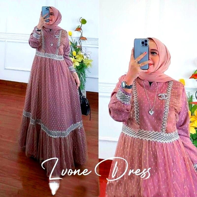 MAXY LYVONE RENDA TILE, TILE FURING, GAMIS HIJAB MUSLIM, MAXY DRESS