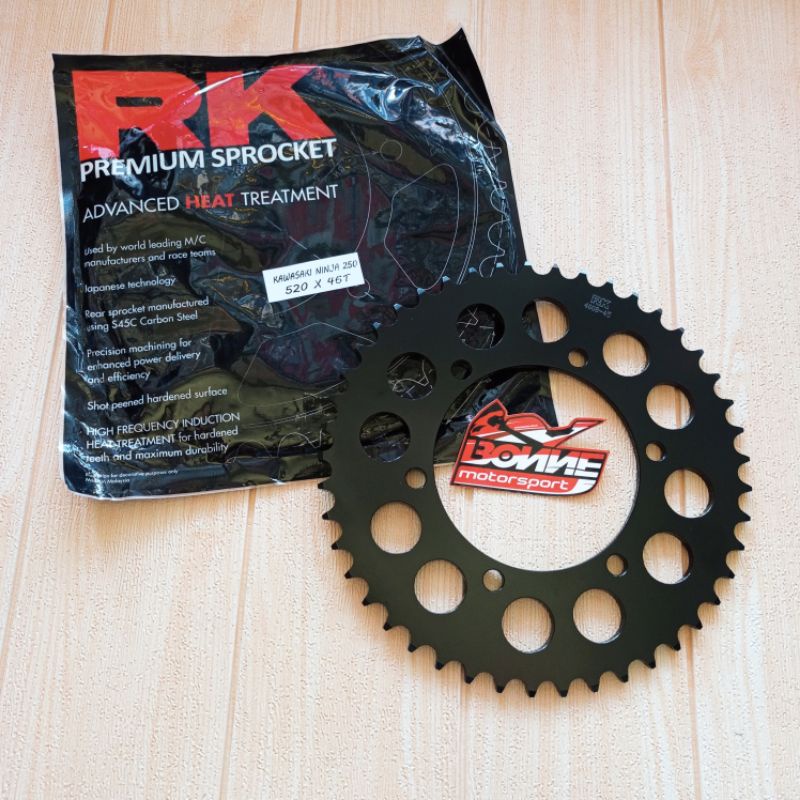 Gear Belakang RK Premium Sprocket 520-45 / 520-46 NINJA 250 R25 BLACK-3