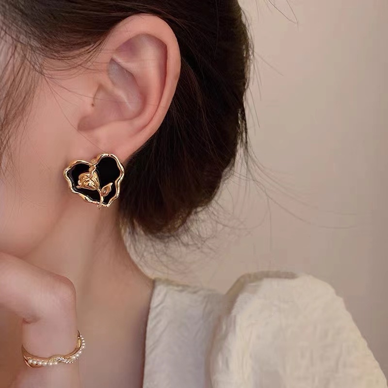 Anting silver Needle 925 Bentuk Persegi Motif Tulisan Warna Hitam Gaya Korea Untuk Wanita 2022