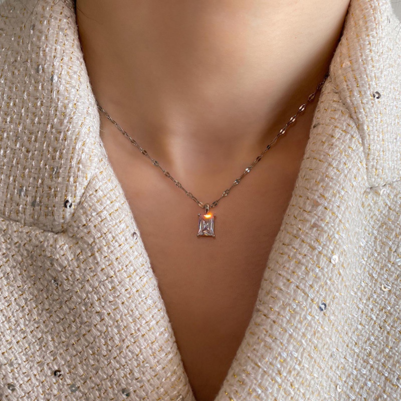 Fancyqube Kalung Rantai 925 Silver Lapis Emas Putih 18k Hias Liontin Berlian