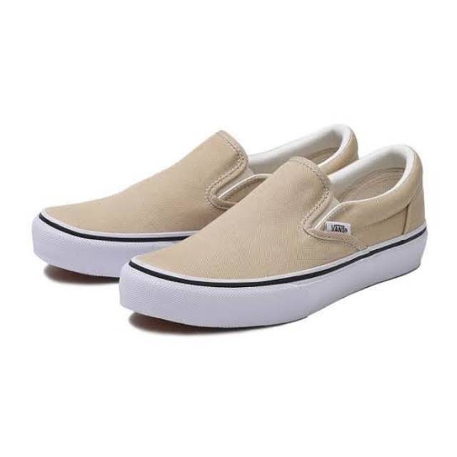 vans slip on beige