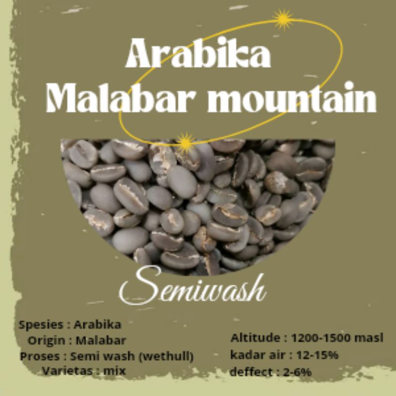 

green Bean / biji kopi arabica malabar mountain semiwash - wethull - 1kg