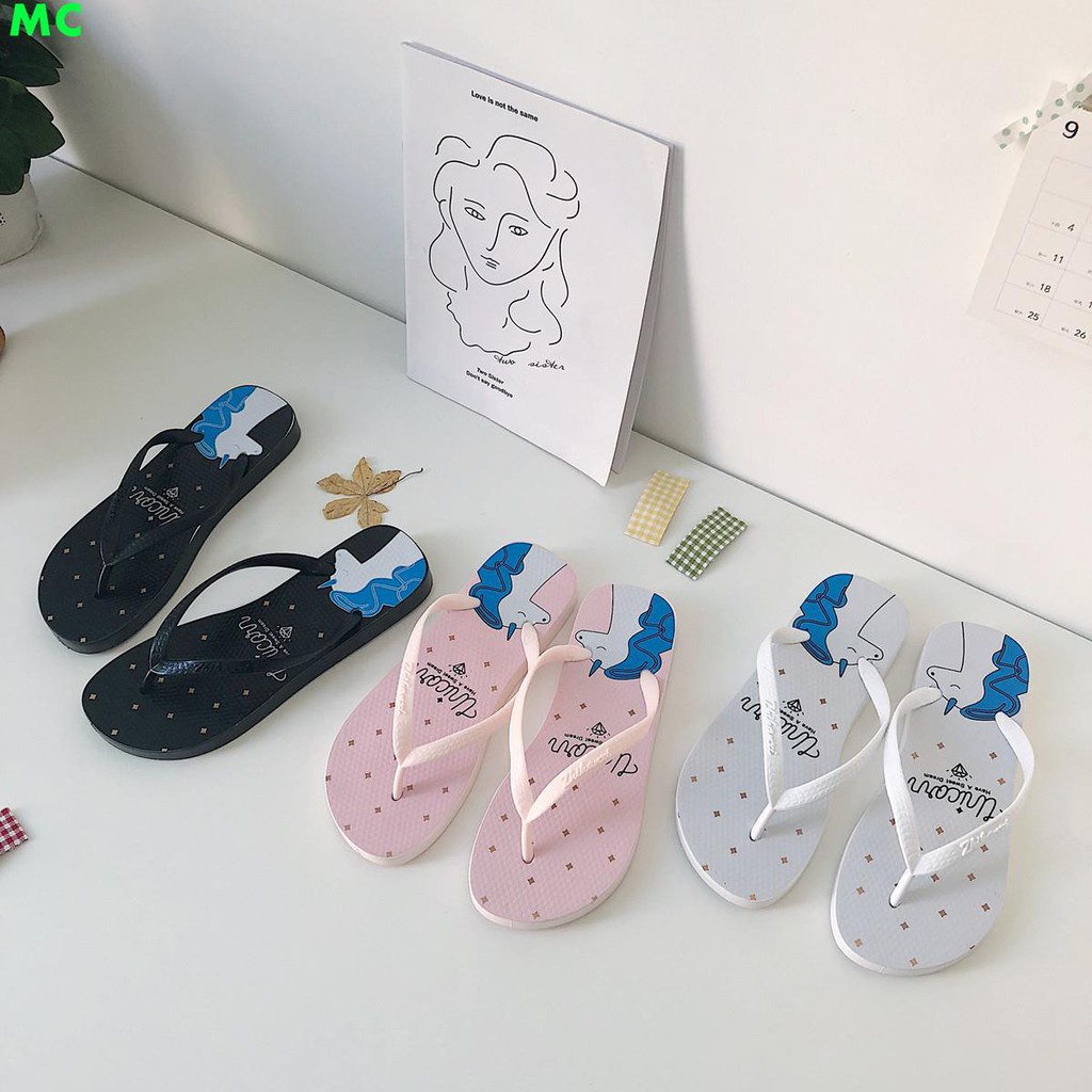 [LOKAL] TIKTOK D5032 Strip tipis versi Korea dari unicorn kartun sandal jepit