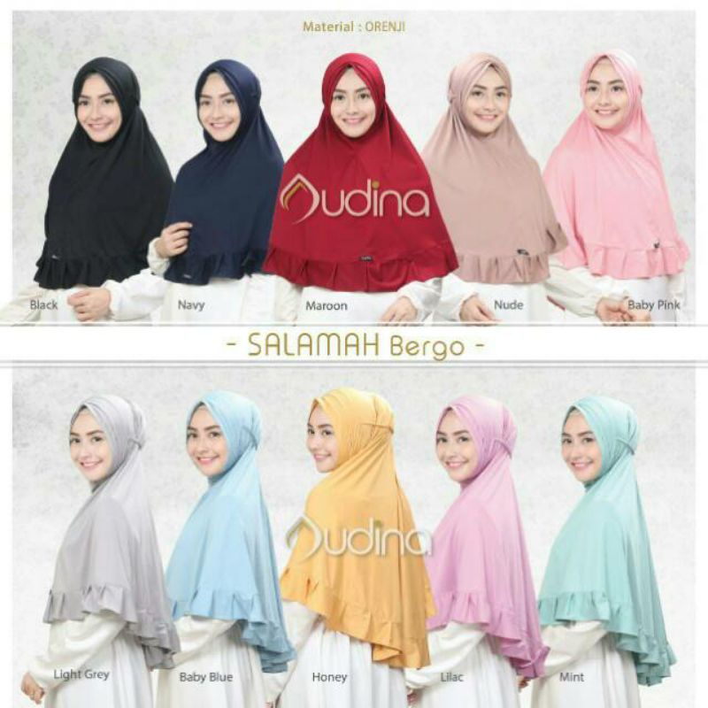 Salamah Bergo ORI Audina/Bergo Tali/Jilbab Audina/Jilbab Tali Non Ped