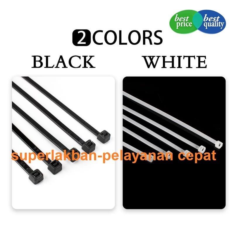 Cable Ties Pengikat Kabel Tis Murah Kabel Ties Putih Hitam 2,5mmX100mm 1 Pack Isi 100 pcs