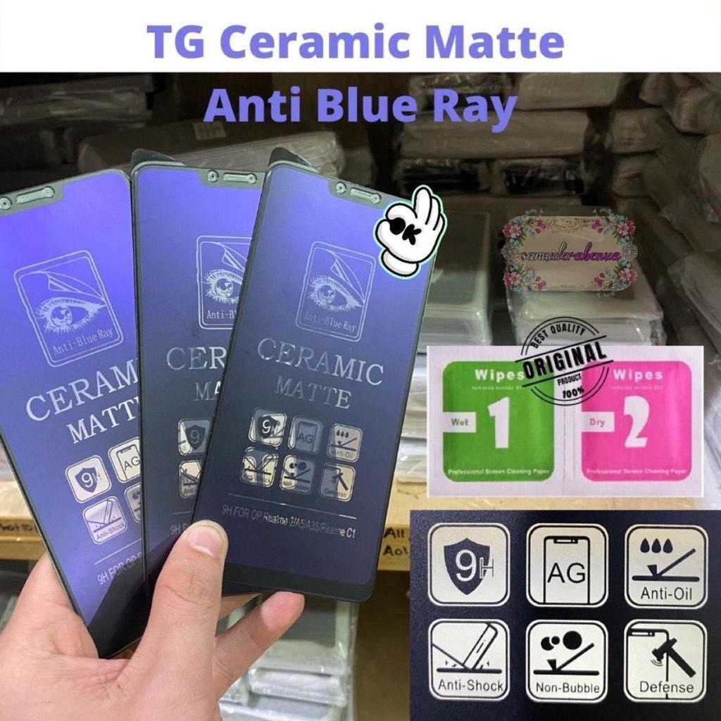 TEMPRED GLASS BLUE MATTE KERAMIK CERAMIC IPHONE 6 6+ X XR XS MAX 12 13 MINI PRO MAX SB3797