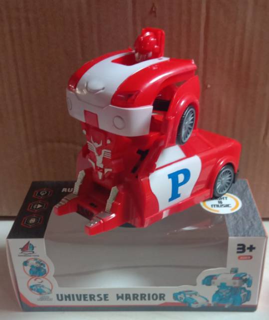 Mobil robot poli mainan / mobil poli berubah menjadi robot transformer kevin toys malang