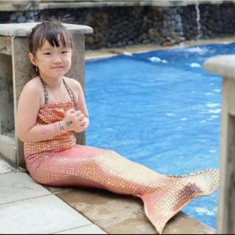 Costum Mermaid Duyung Mudah Dipakai Kostum Ank Motif Anak Kecil Pakaian Renang Anakperempuan Ikan Ba