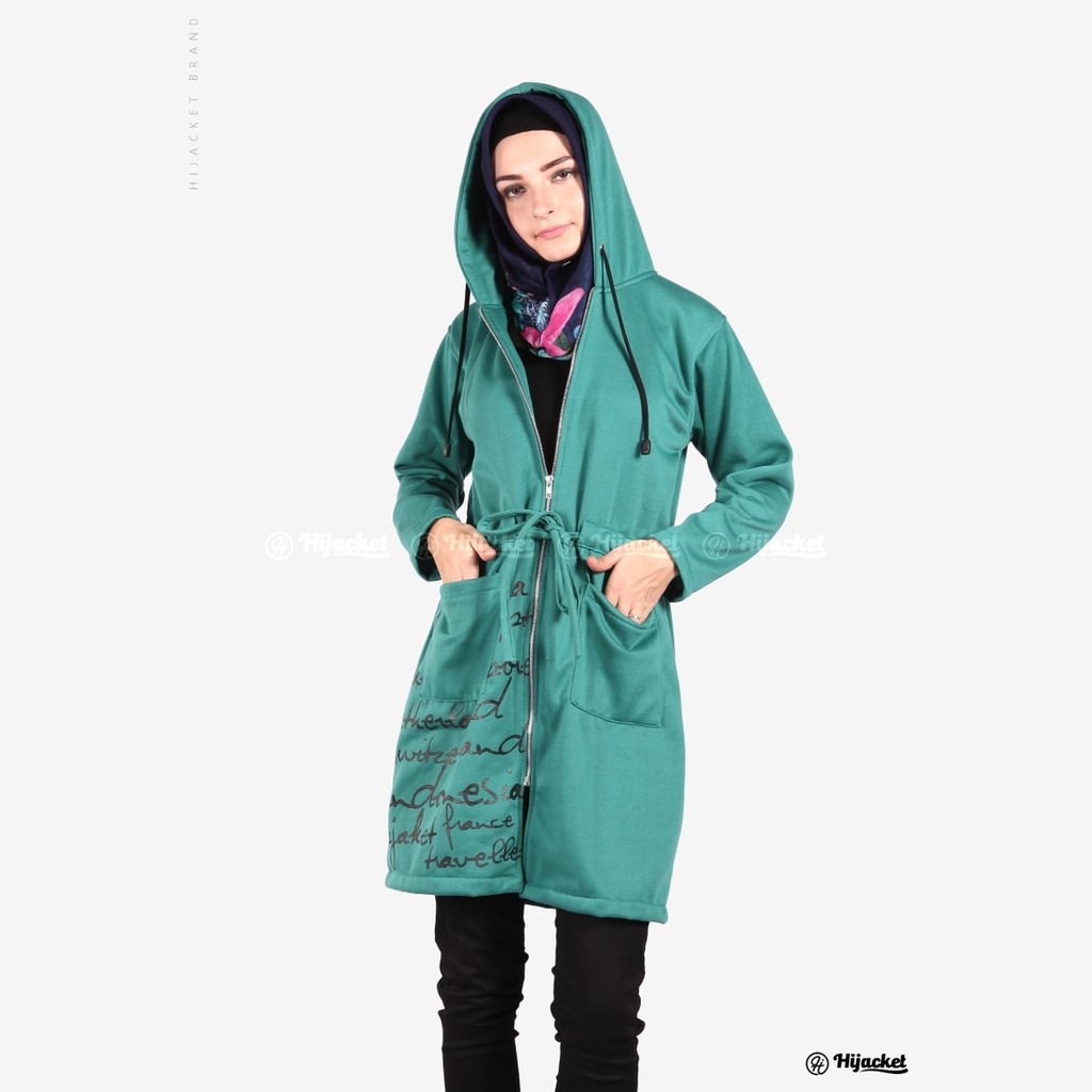 100% ORIGINAL - Jaket Sweater Wanita Muslimah Hijaber - Hijacket Urbanashion- Hijab Hijabers Panjang-Turquoise