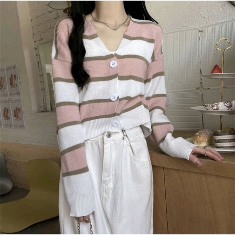 (COD) KOREAN CARDY CROP RAJUT KNITED/ CARDIGAN RAJUT MURAH/ CARDIGAN CROP RAJUT-5