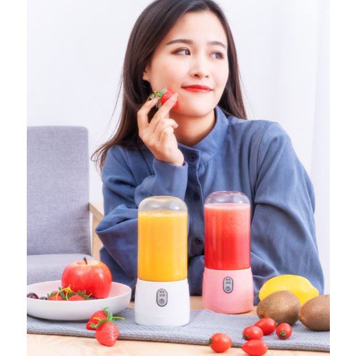 TJM VZ081 Blender Mini Juicer USB Rechargeable 410ML Multifungsi 4 Mata Pisau