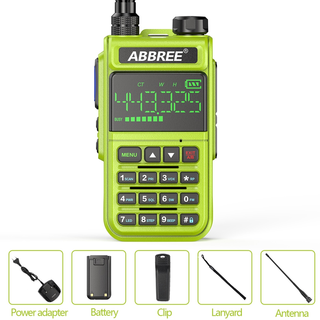 HT ABBREE AR-518 FULL BAND Walkie Talkie 8800mAh Copy Frequency 1.77 inch
