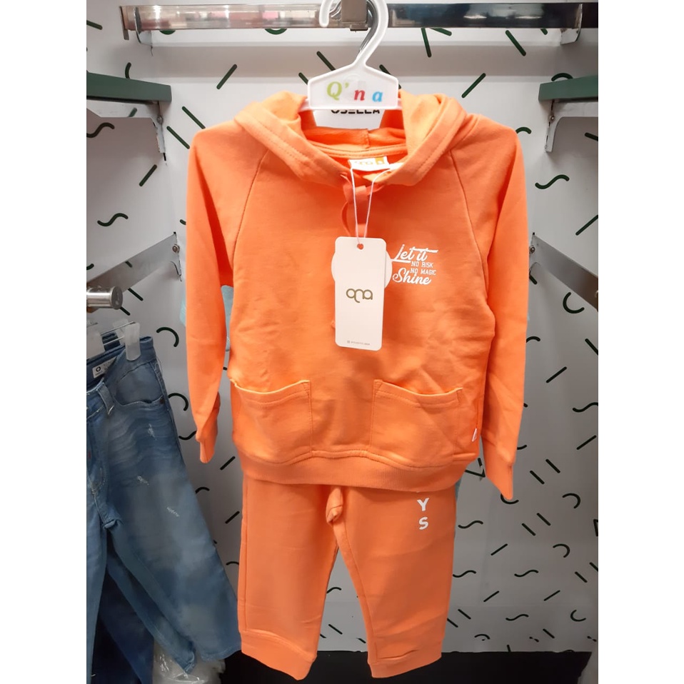QNA Baju Setelan Anak Perempuan usia 1-4 Tahun Cotton Orange