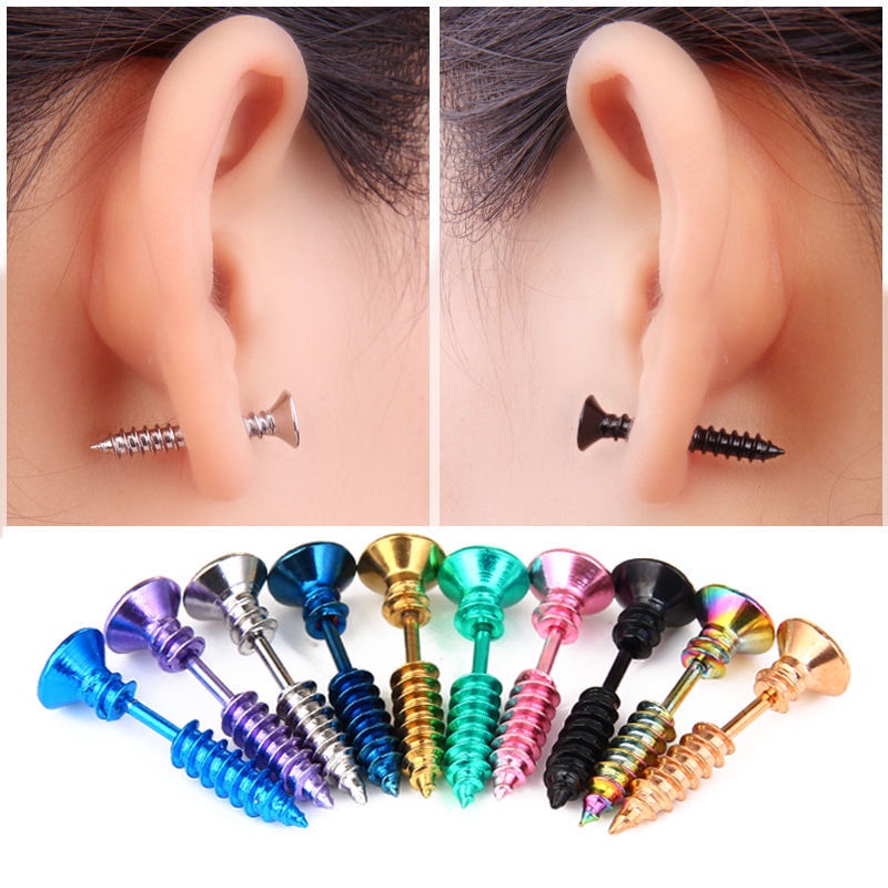 1pc Anting Stud Bahan Stainless Steel Titanium Untuk Pria Dan Wanita