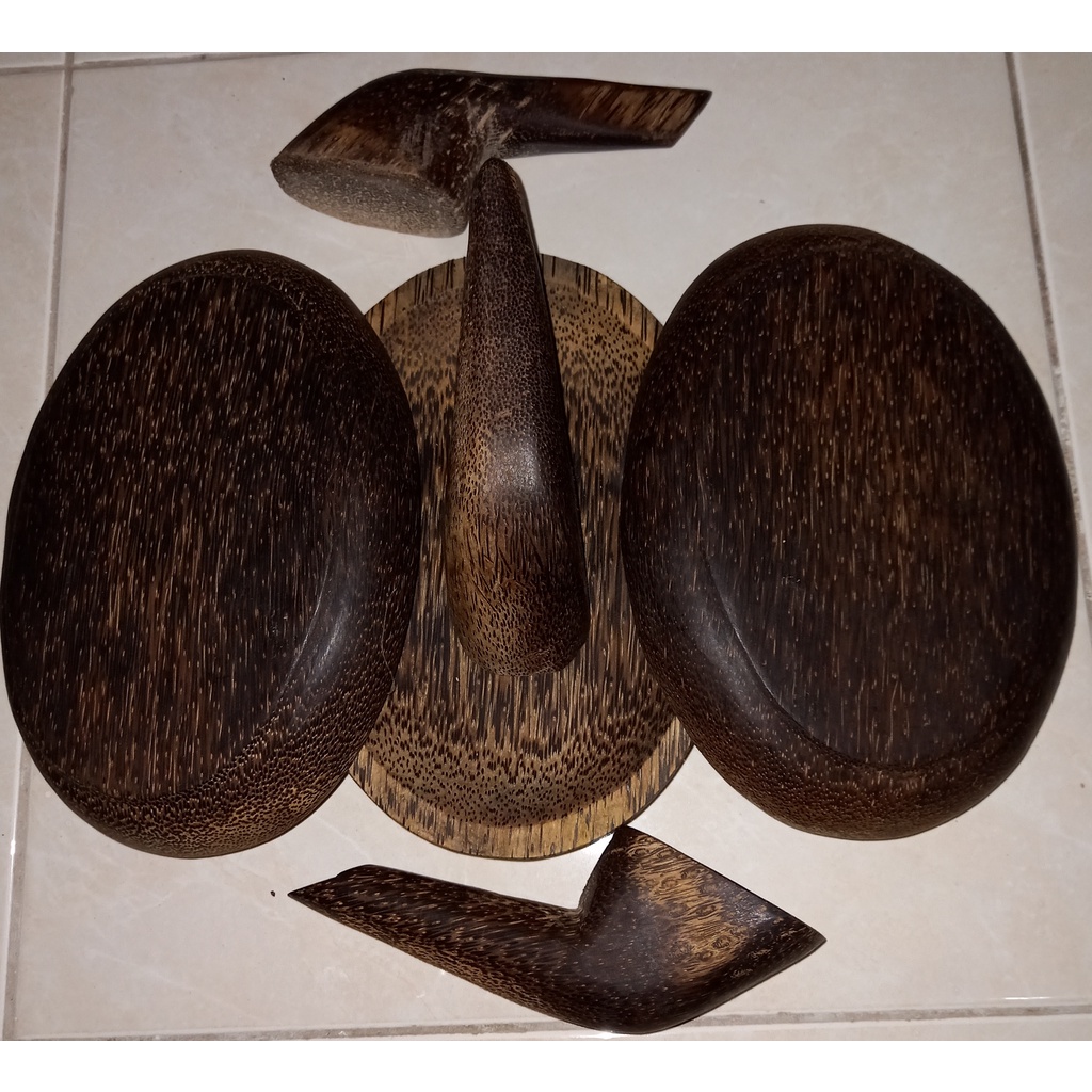 MUrah Cobek Kayu Aren  Oval  22 cm dan Ulekan