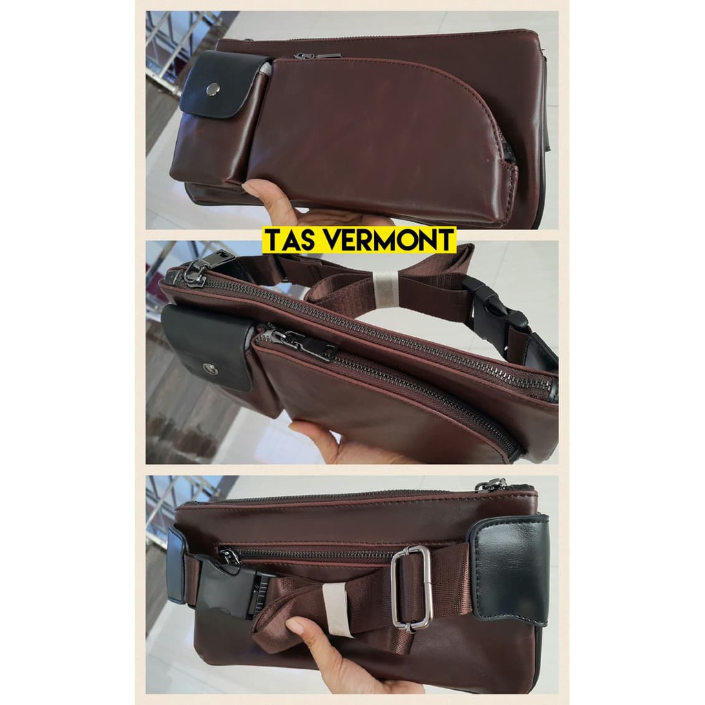 Tas Selempang Pria / Tas Hp Gadget Kulit Keren Import vermont