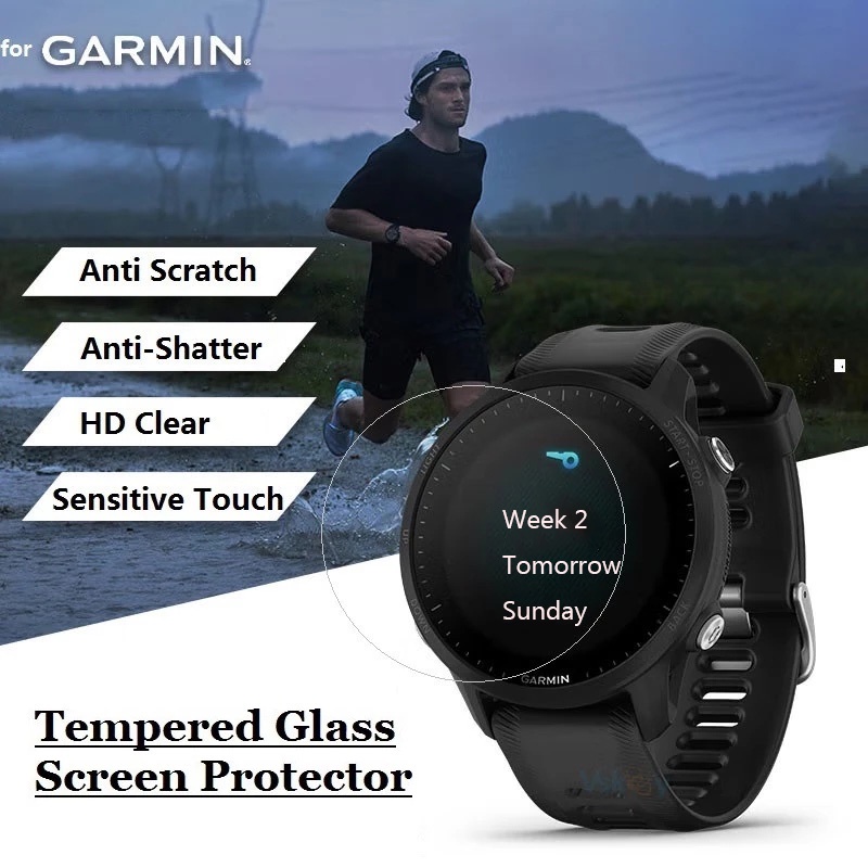 1pc Tempered Glass Pelindung Layar Smartwatch Garmin Forerunner 955 255 255S / Full Cover Anti Gores