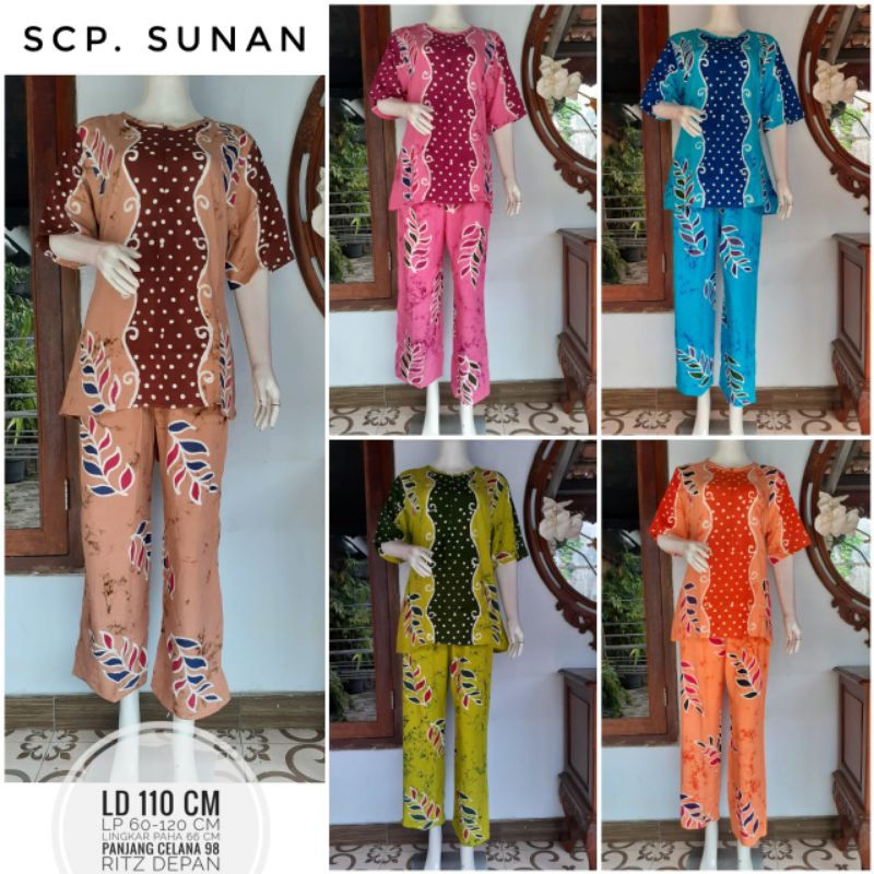 Piyama batik motif sunan.setelan celana sunan terbaru.setelan celana panjang bahan rayon adem