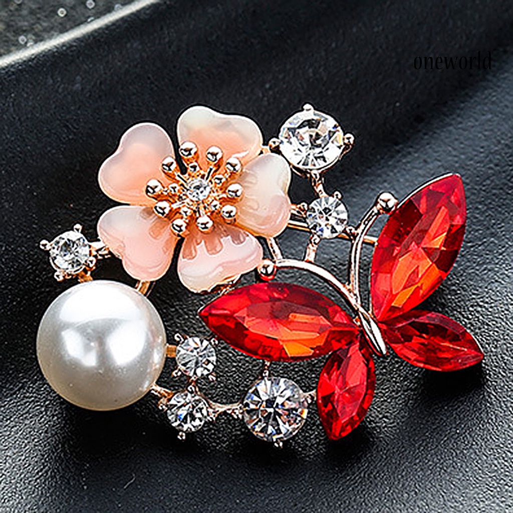 OW@ Brooch Pin Butterfly &amp; Flower Decor Durable Elegant Style Lovely Brooch for Daily Life