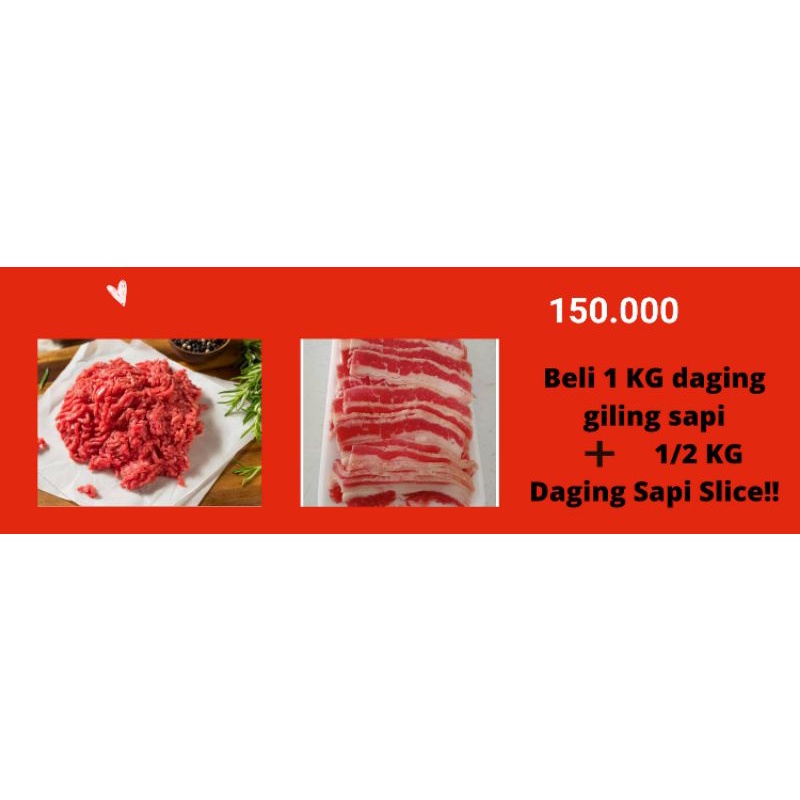 

daging sapi slice +daging giling sapi 1kg premium tanpa lemak murah surabaya