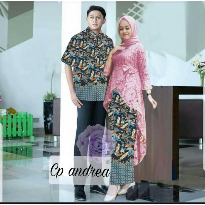 Couple Brukat Srikandi + Hem Batik Lengan Pendek