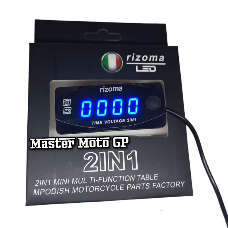 Digital voltmeter 2in1 Rizoma led 7,1cm volt meter time 2in1 mini multi fungsi Volt meter jam sepeda motor