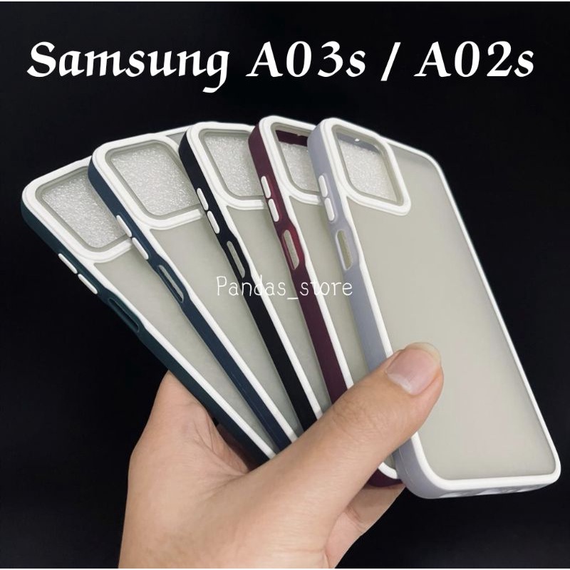 Pro Hybird Samsung A03s , A02s Softcase Halus dan Elegan / Pinggiran Garis Putih Keren (Pandas)