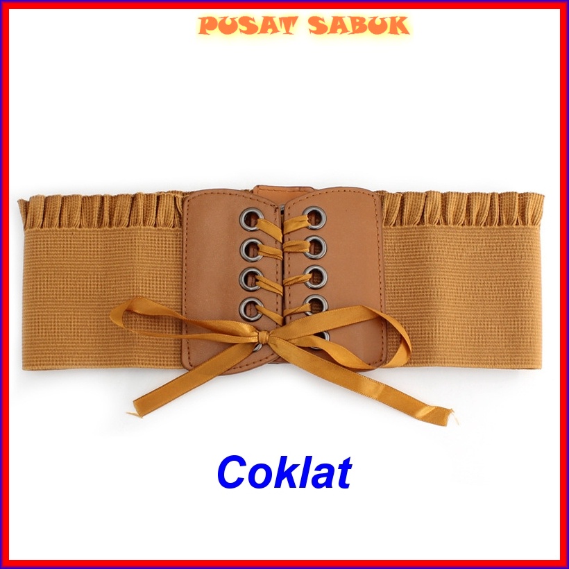 Belt  Ikat Pinggang Fashion Lebar Sabuk Wanita Obi Karet Women Gesper Korset Cewek Korea Oby Besar Jumbo Big size Gasper Hitam Gemuk Cantik Mewah