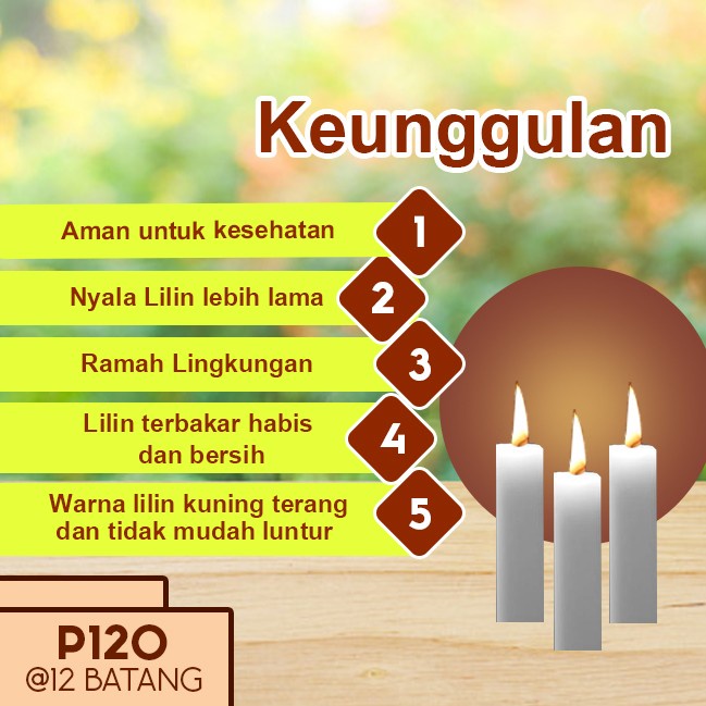 Lilin Batang Sembahyang Sukhavati P120 Putih