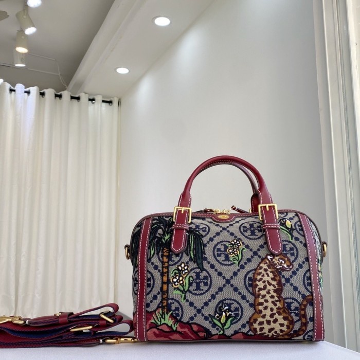 Tory Burch Monogram Jacquard EmbroideredDuffle - Navy