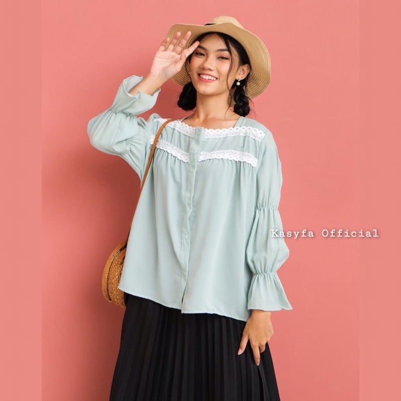 SERLI BLOUSE RENDA // ATASAN RENDA DOUBLE FULL KANCING