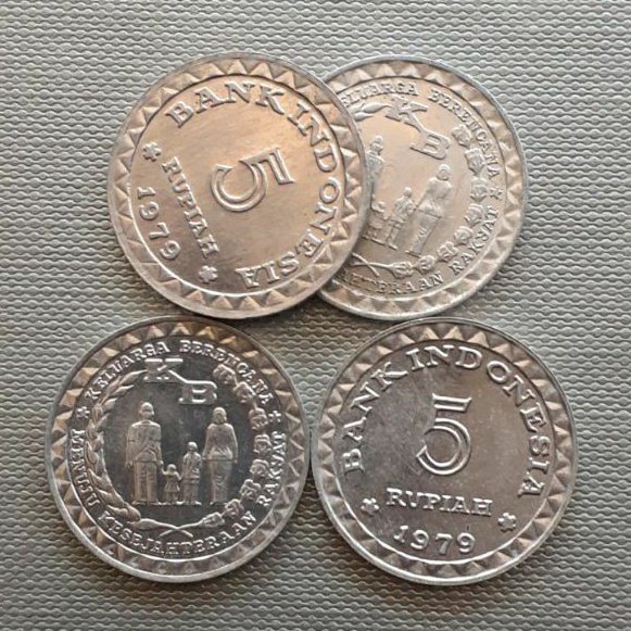 Uang koin kuno 5 rupiah KB kecil tahun 1979