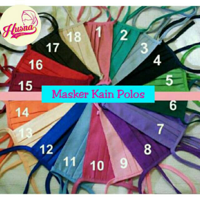 [HUSNA HIJAB] Masker Kain Polos Isi 1 Lusin (12 Pcs) / Masker Kain Grosir