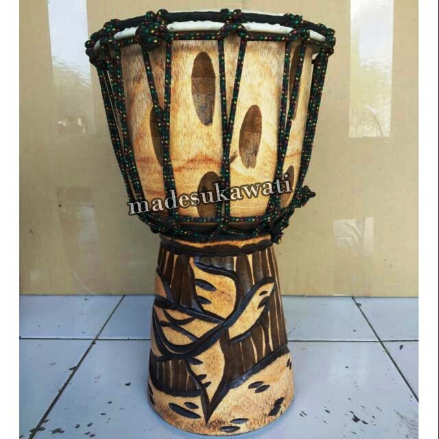 Alat musik Jimbe ukir 40cm kendang Djembe bali MAINAN ANAK REBANA SEMI DARBUKA  DUMBUK