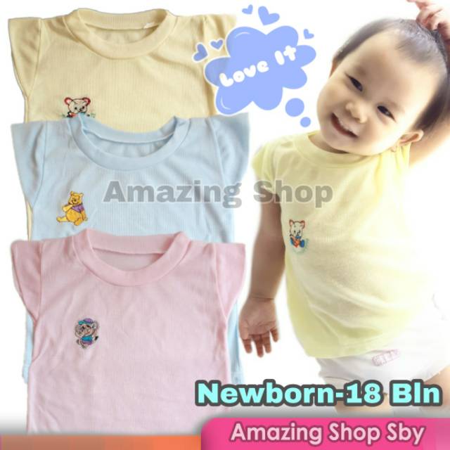 1 Lusin (12Pcs) Baju Kaos Anak Enji Kaos Bayi Lengan Pendek - Perlengkapan Bayi Newborn Murah