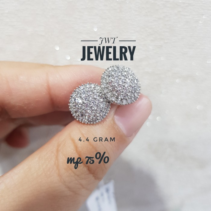GIWANG ANTING EMAS TUSUK MODEL LOTUS ROUND EARRING BULAT MODEL BERLIAN