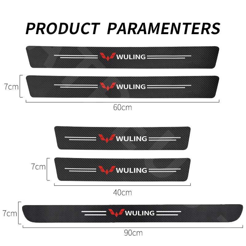 Sill Plate Pelindung Mobil Wuling Anti Lecet Stiker Pelindung Serat Karbon untuk Confero Air EV Cortez Almaz Aksesoris