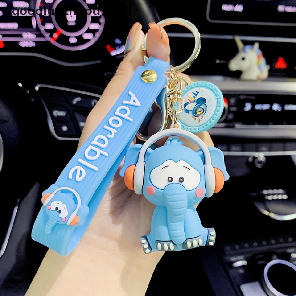 [OOID] Rock Music Elephant Keychain Cartoon Classic Music Panda Animal Key Chian Holder ID