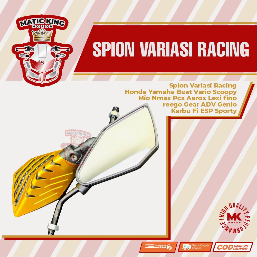 Spion Variasi Racing Honda Yamaha Beat Vario Scoopy Mio Nmax Pcx Aerox Lexi fino  Freego Gear ADV Genio Karbu Fi ESP Sporty