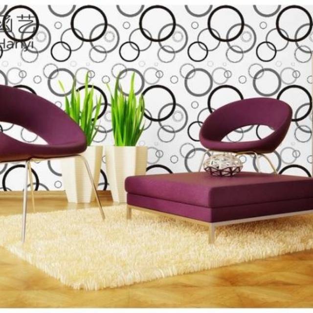 WALLPAPER DINDING MOTIF POLKADOT HITAM DASAR PUTIH 45cm x 10m