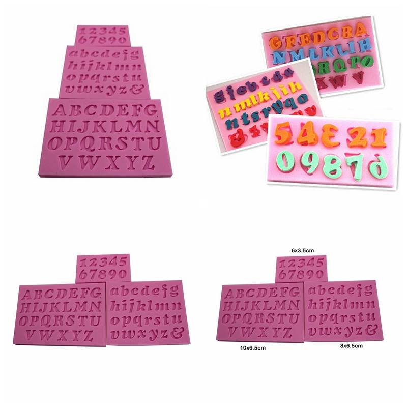 (Theredsunrisesiwy.Id) 3pcs / Set Cetakan Fondant Bahan Silikon Desain Huruf + Angka Handmade Diy Untuk Dekorasi Kue