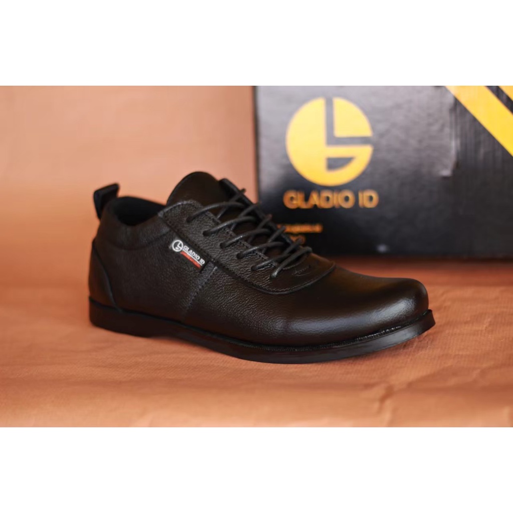 Sepatu Kerja Pria Hitam Kulit Asli Model Bareto Original Gladio