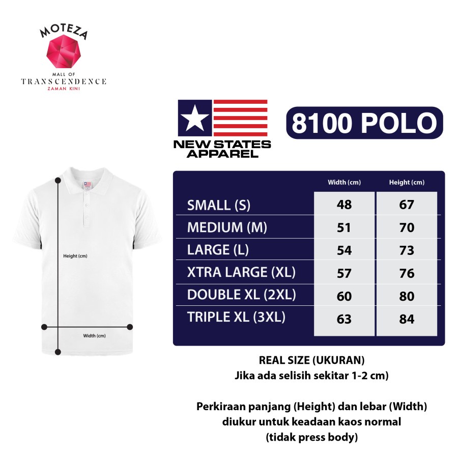 Moteza Kaos Kerah POLO 24s - NSA Premium Cotton 8100 - 3XL - WHITE / PUTIH