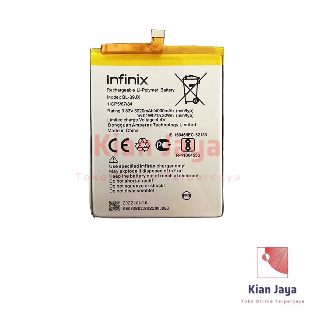 Baterai Infinix Hot S3X X622 BL-39JX Batre Batrai Battery Hp BL39JX Original